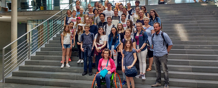Erasmus+ participants in a group in German parliament