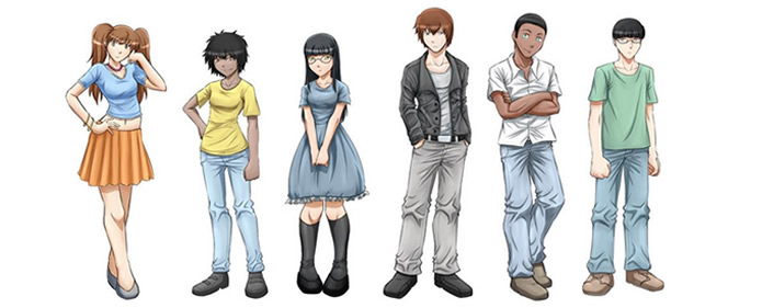 image of the cast of characters from the V-Game prototype